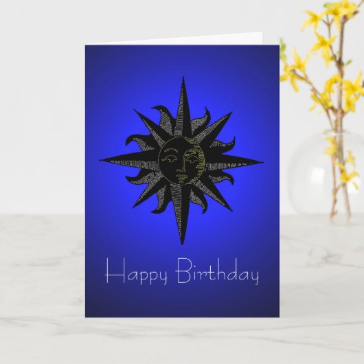 Carte d'anniversaire Black Sun (Fleur jaune)