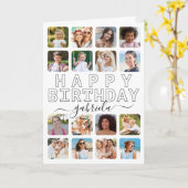 Carte d'anniversaire Black & White 16-Photo Collag (Fleur jaune)