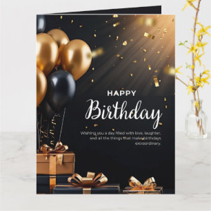 Carte d'anniversaire Black White Modern