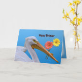 Carte d'anniversaire blanche américaine Pélican (Fleur jaune)