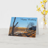 Carte d'anniversaire blanche du paysage extérieur (Fleur jaune)