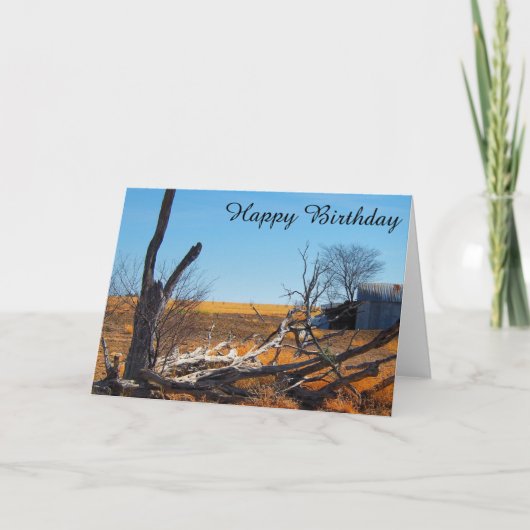 Carte d'anniversaire blanche du paysage extérieur (Devant)