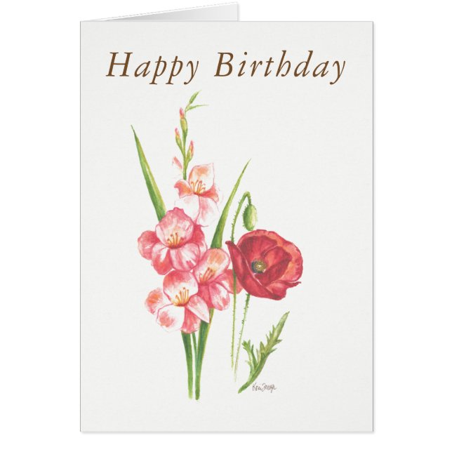 Carte d'anniversaire blanche Fleurs de naissance d (Devant)
