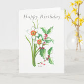 Carte d'anniversaire blanche Fleurs de naissance d (Fleur jaune)