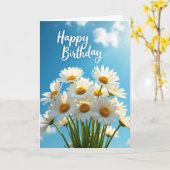 Carte d'anniversaire bleu ciel (Fleur jaune)