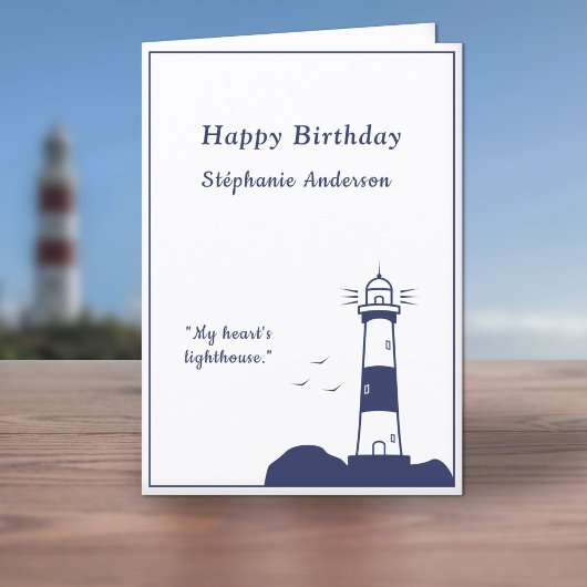 Carte d'anniversaire bleu de la marine phare