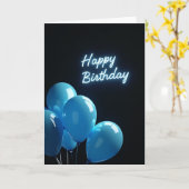 Carte d'anniversaire Bleu Électrique (Fleur jaune)