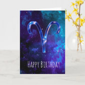 Carte d'anniversaire Bleu Espace Bélier (Fleur jaune)