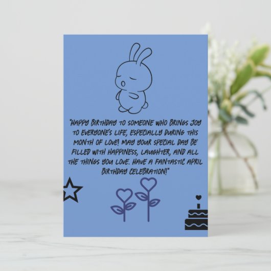 Carte d'anniversaire bleu heureux en mars avec lap (Debout devant)