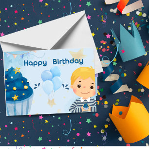 Carte d'Anniversaire Bleu Joli