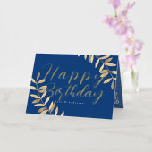 Carte d'anniversaire bleu minimaliste (Orchidée)