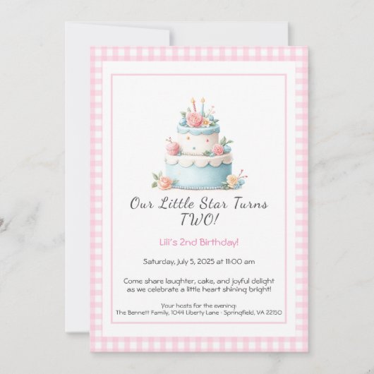 Carte d'anniversaire Bleu & Rouge – Invitation pou (Devant)