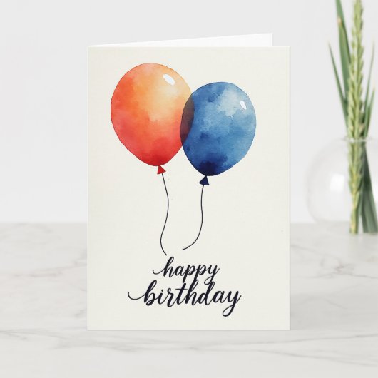 Carte d'anniversaire Bleu Sérénité (Devant)