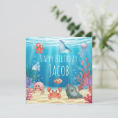 Carte d'anniversaire Bleu sous la mer (Debout devant)