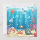 Carte d'anniversaire Bleu sous la mer (Devant)