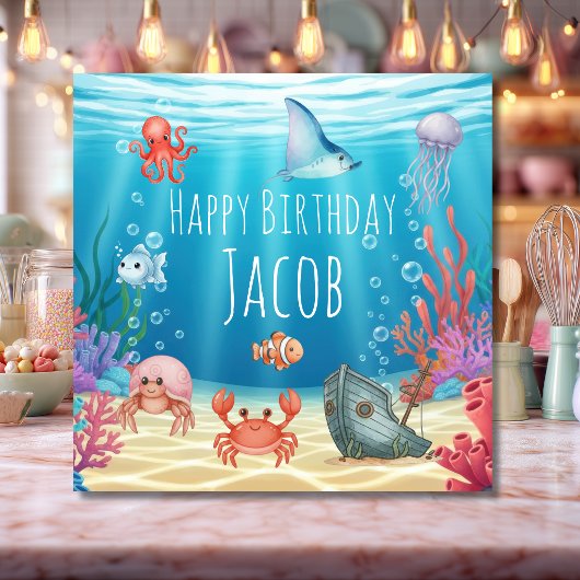 Carte d'anniversaire Bleu sous la mer