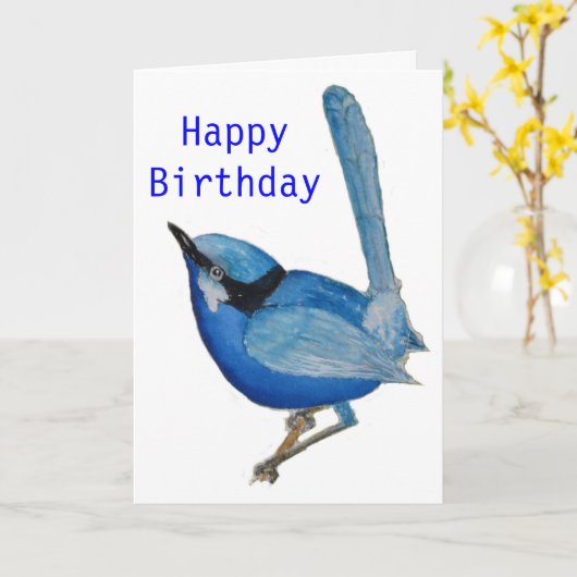 Carte d'Anniversaire Bleue (Fleur jaune)