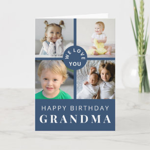 Carte d'anniversaire bleue avec collage de photos