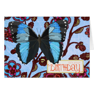 Carte d'anniversaire bleue de papillon