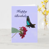 Carte d'anniversaire bleue de papillon de machaon (Fleur jaune)