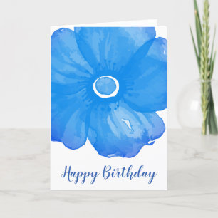 Carte d'Anniversaire Bleue Élégante