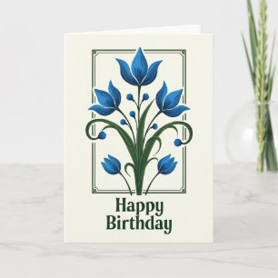 Carte d'anniversaire Bleue Élégante