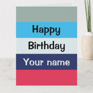 Carte d'anniversaire Bleue Et Bourgogne
