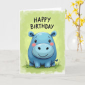 Carte d'anniversaire Bleue Fantaisiste (Fleur jaune)
