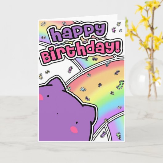 Carte d'anniversaire Blobcat (Fleur jaune)