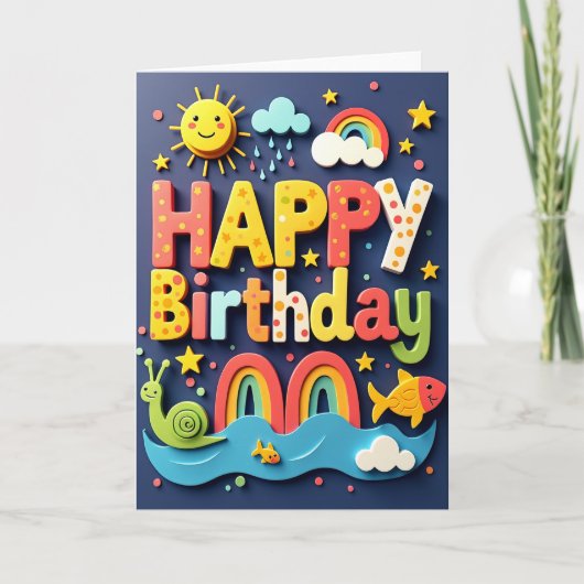 Carte d'anniversaire Bloc Coloré (Devant)