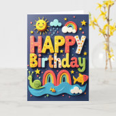 Carte d'anniversaire Bloc Coloré (Fleur jaune)