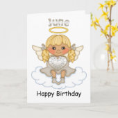 Carte d'anniversaire blonde d'ange de pierre (Fleur jaune)