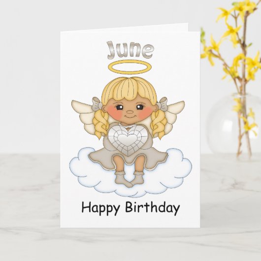 Carte d'anniversaire blonde d'ange de pierre (Fleur jaune)