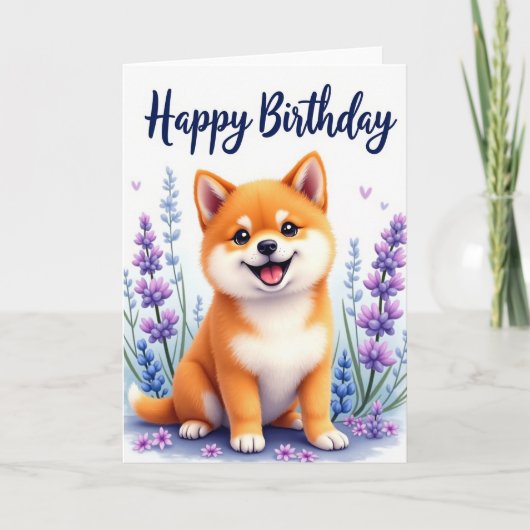 Carte d'anniversaire Blossom Pup (Devant)