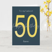 Carte d'anniversaire Blue and Gold 50th (Fleur jaune)