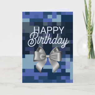 Carte d'anniversaire Blue Digital et Bow