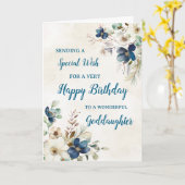 Carte d'anniversaire Blue Floral Godgirl (Fleur jaune)