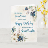 Carte d'anniversaire Blue Floral Grandgirl (Fleur jaune)