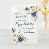 Carte d'anniversaire Blue Floral Grandniece (Fleur jaune)