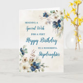 Carte d'anniversaire Blue Floral Stepgirl (Fleur jaune)