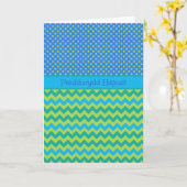 Carte d'anniversaire Blue, Green Chevrons : Welsh (Fleur jaune)