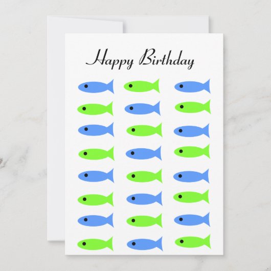 Carte d'anniversaire Blue Green Fish Design (Devant)