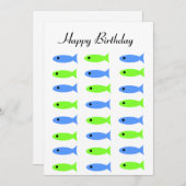 Carte d'anniversaire Blue Green Fish Design (Devant / Derrière)
