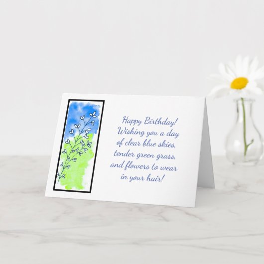 Carte d'anniversaire Blue Green Funny (Petite plante)