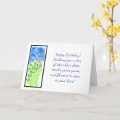 Carte d'anniversaire Blue Green Funny (Fleur jaune)