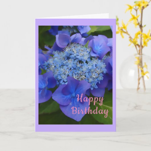 Carte d'anniversaire Blue Hydrangea (Fleur jaune)
