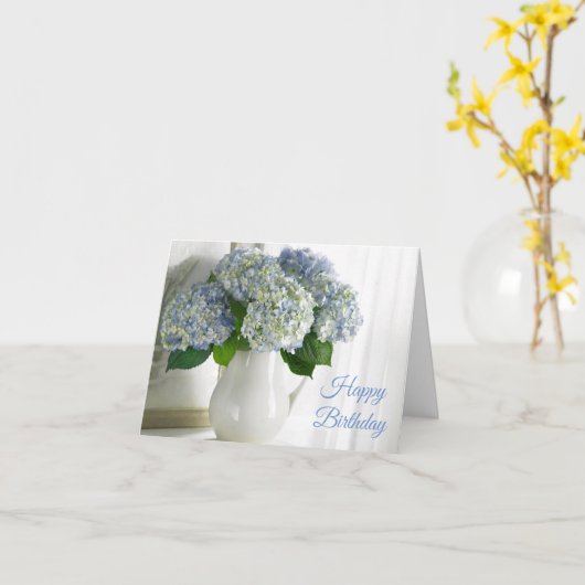 Carte d'anniversaire - Blue Hydrangeas (Fleur jaune)