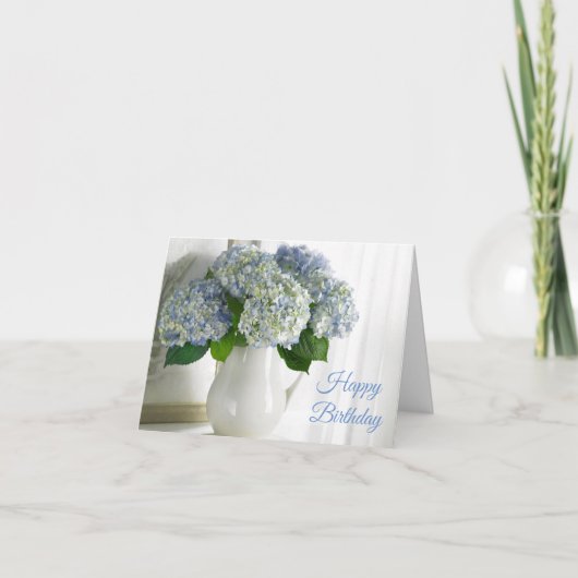 Carte d'anniversaire - Blue Hydrangeas (Devant)