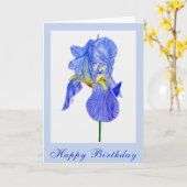 Carte d'anniversaire Blue Iris Flower (Fleur jaune)