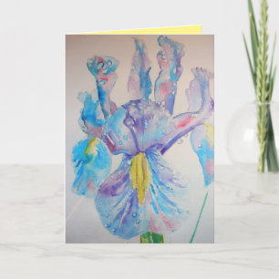 Carte d'anniversaire Blue Iris Watercolor